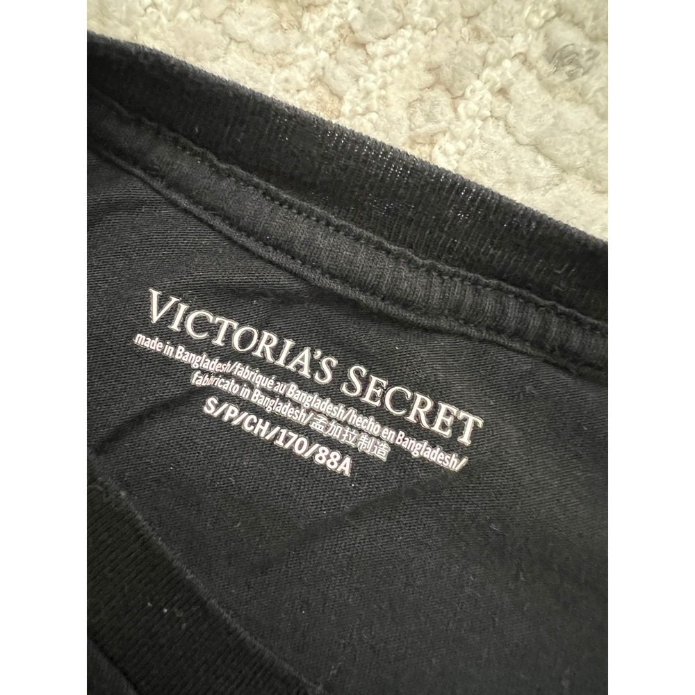 Victoria's Secret Signature Rhinestone Logo Black Long Sleeve Top - Picture 8 of 13